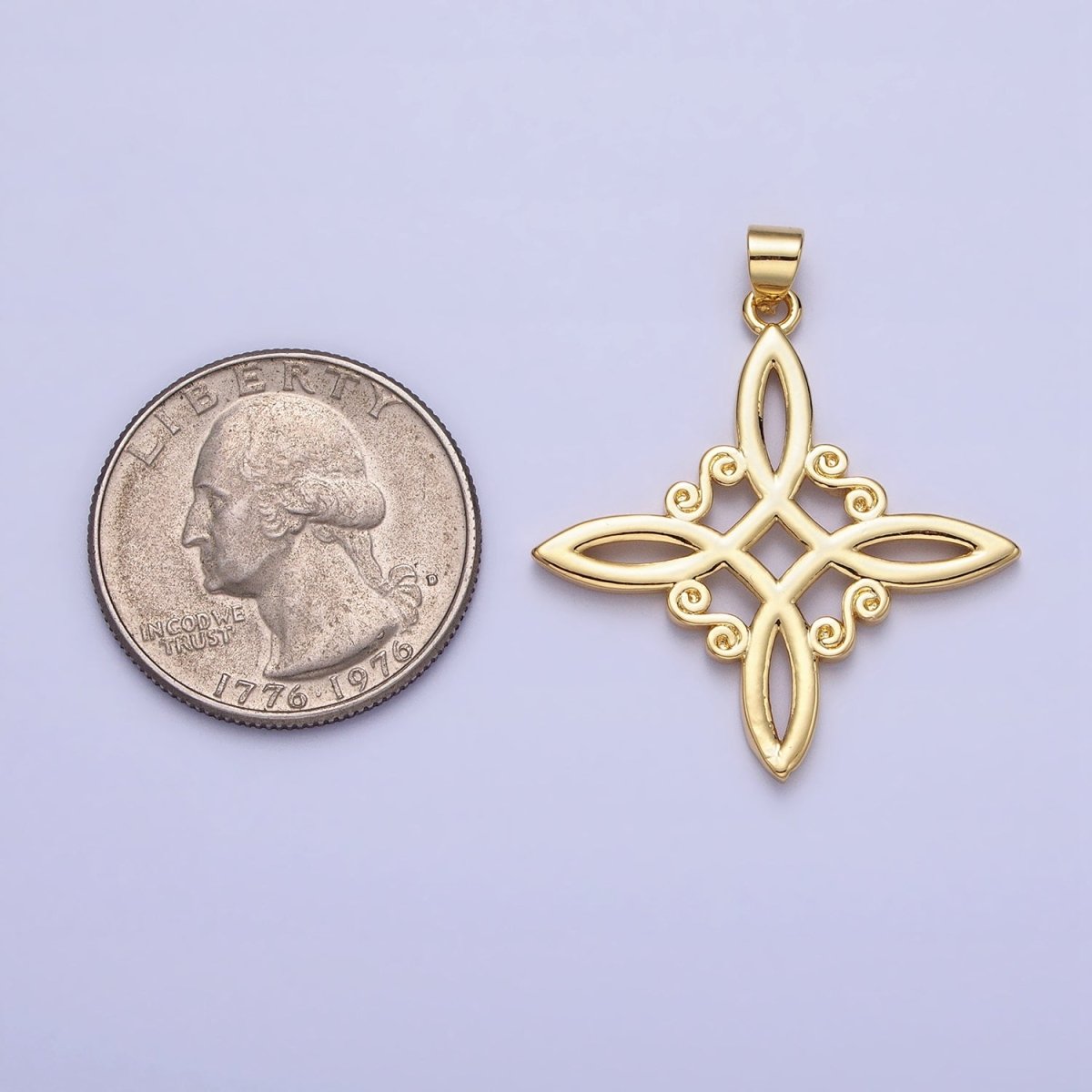 Gold Celtic Eternity Knot Circle Cut Out Pendant Charm Minimalist Jewelry Making AA-048 - DLUXCA