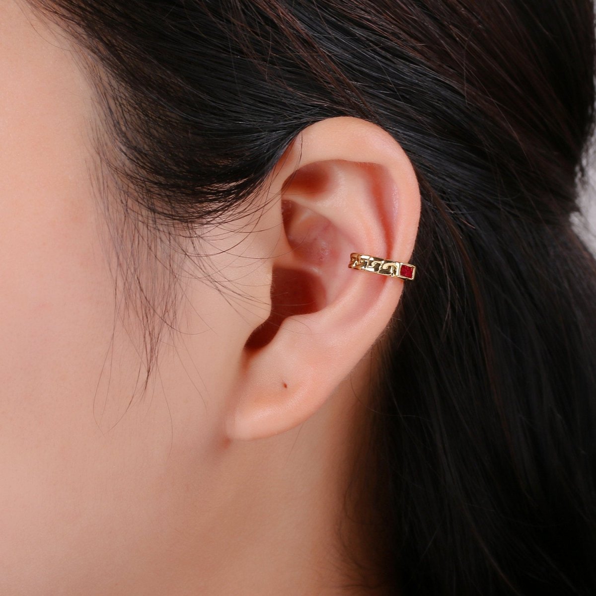 Gold Chain Ear Cuff, Gold Earrings, Thick Chain EarCuff, Cuban Link Chain Earrings, Wrap Earrings, Minimalist Earrings AI-106 AI-107