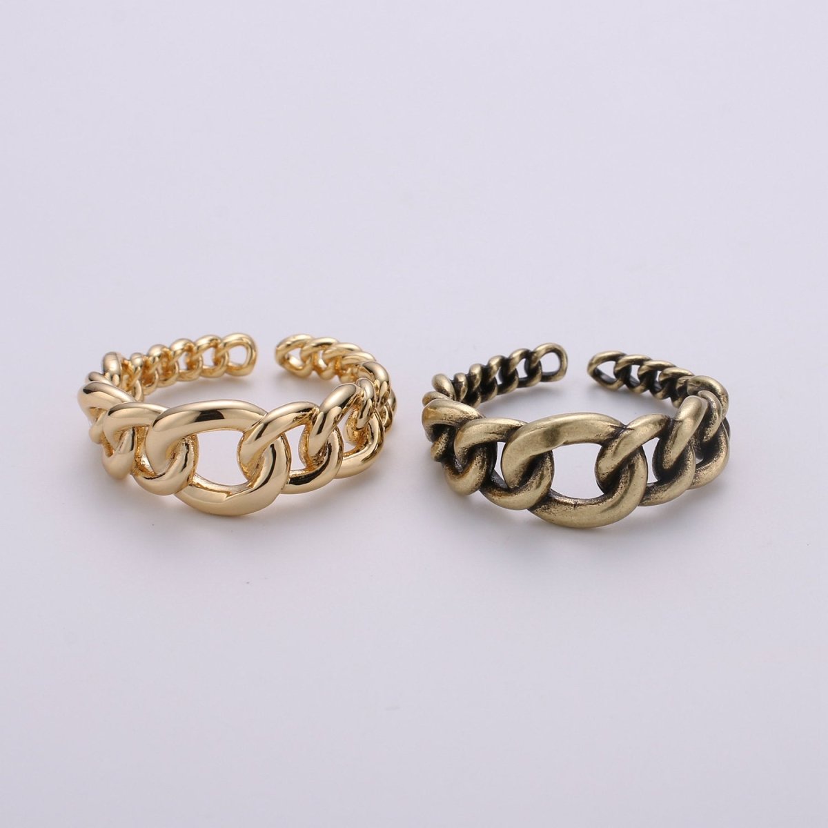 Gold Chain Ring, Statement Ring, Chunky Link Chain Ring, Stackable Ring Thick Gold Ring Antique Gold Ring adjustable R-003