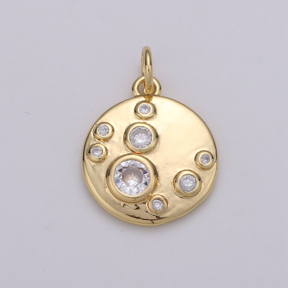 Gold Charm, Bubble Charm, Bubble Pendant, Bubble Coin Charm, Tiny Bubble Charm 14k Gold Filled Charm D-409 - DLUXCA