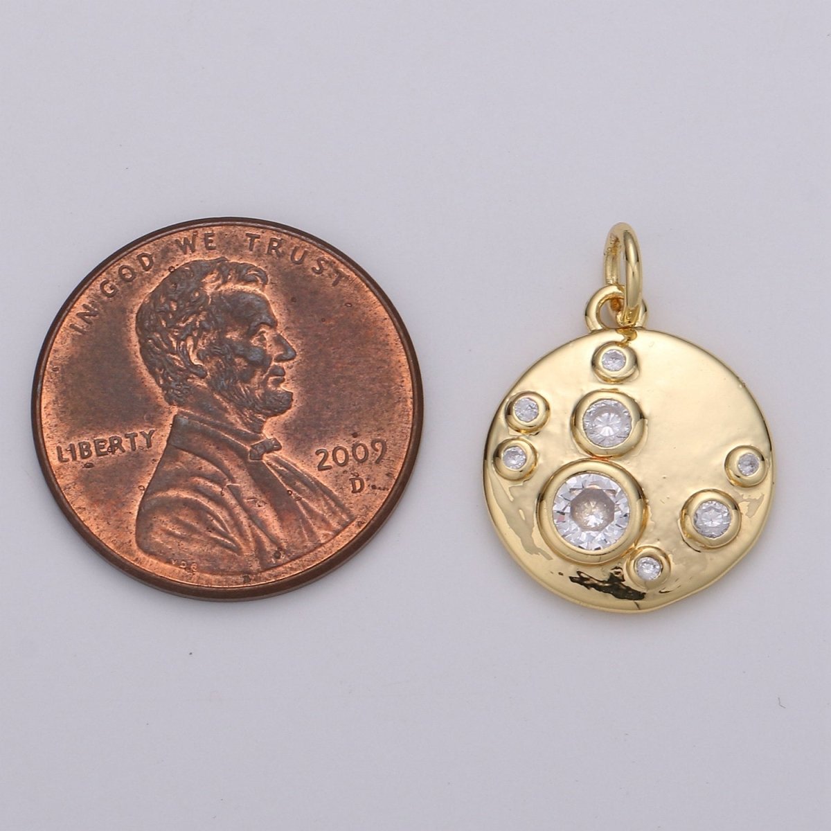 Gold Charm, Bubble Charm, Bubble Pendant, Bubble Coin Charm, Tiny Bubble Charm 14k Gold Filled Charm D-409 - DLUXCA