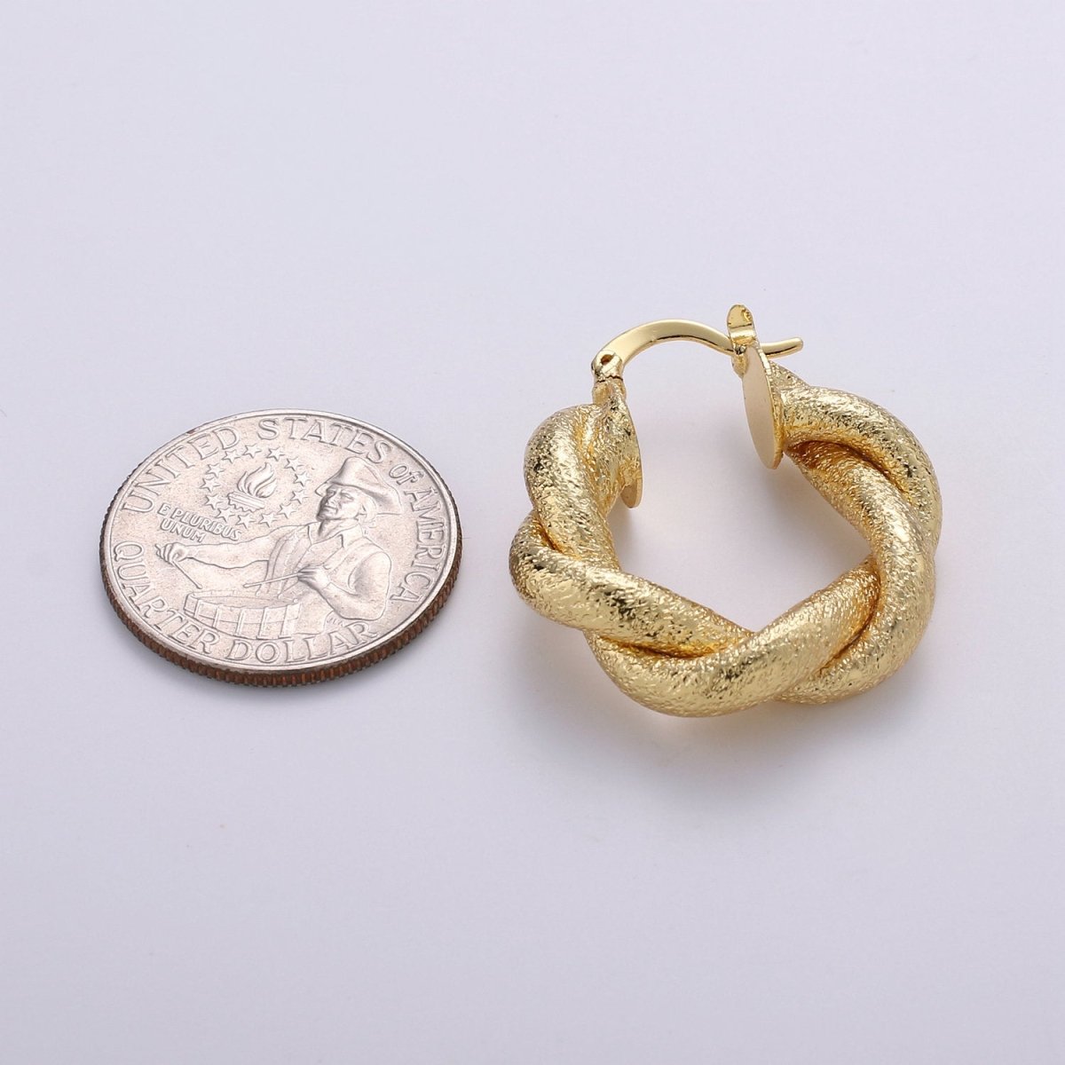 Gold chunky hoop earring Gold Vermeil Earring hypoallergenic / gold hoop earrings / croissant hoops / thick hoop earrings for gift Q-200 - DLUXCA