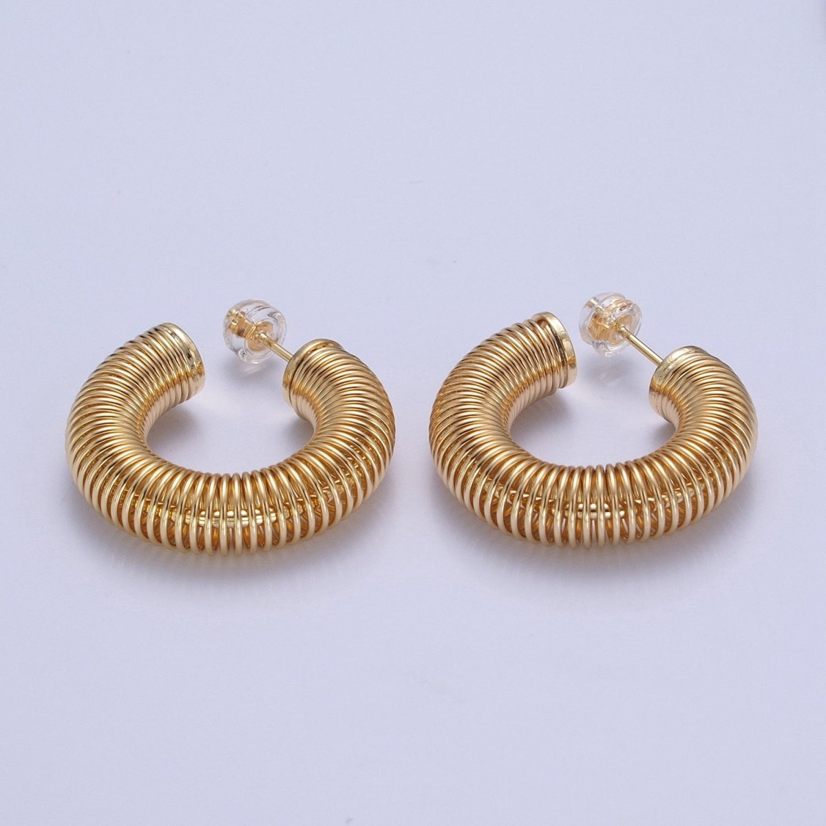 Gold Chunky Medium Sized Spiral Hoops Thick Gold Hoop Earrings Everyday Hoops T-411 T-412
