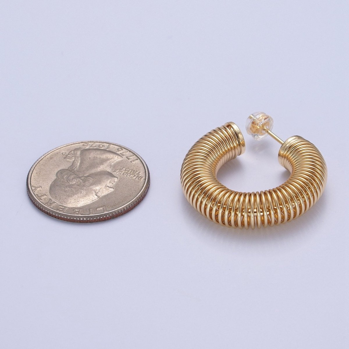 Gold Chunky Medium Sized Spiral Hoops Thick Gold Hoop Earrings Everyday Hoops T-411 T-412