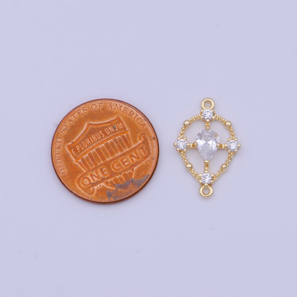 Gold Clear Teardrop CZ Beaded Geometric Link Connector Jewelry Making Supply F-192 G-564