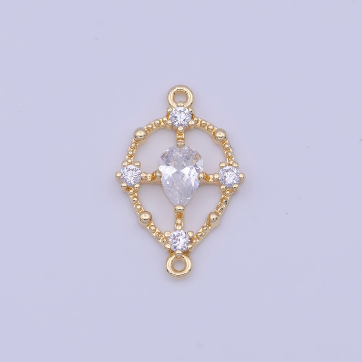 Gold Clear Teardrop CZ Beaded Geometric Link Connector Jewelry Making Supply F-192 G-564