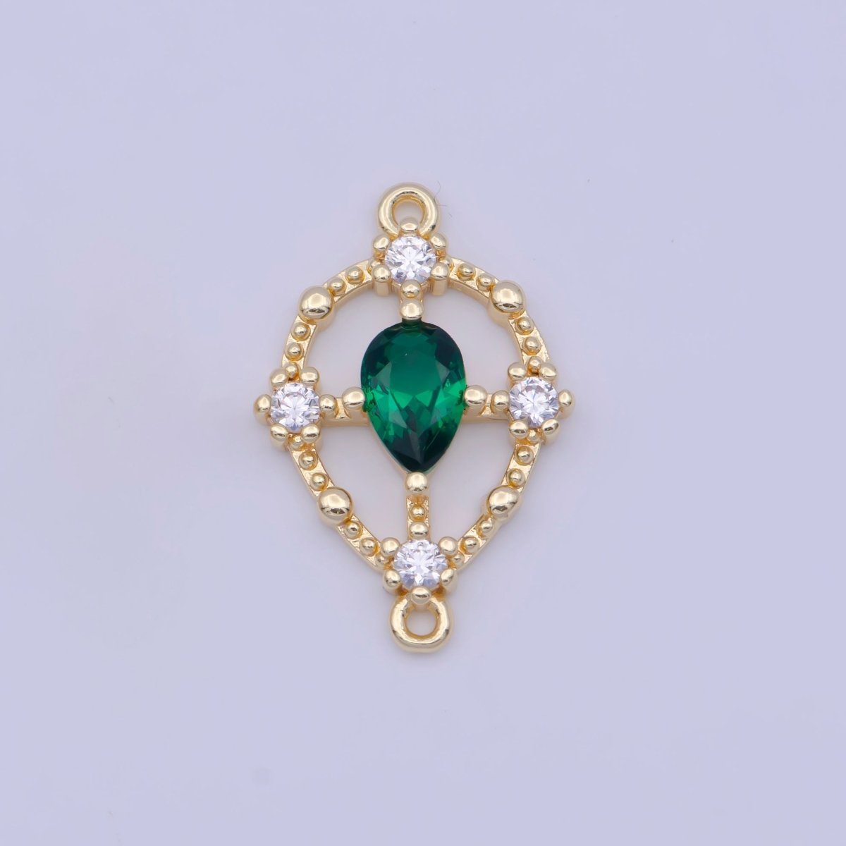 Gold Clear Teardrop CZ Beaded Geometric Link Connector Jewelry Making Supply F-192 G-564