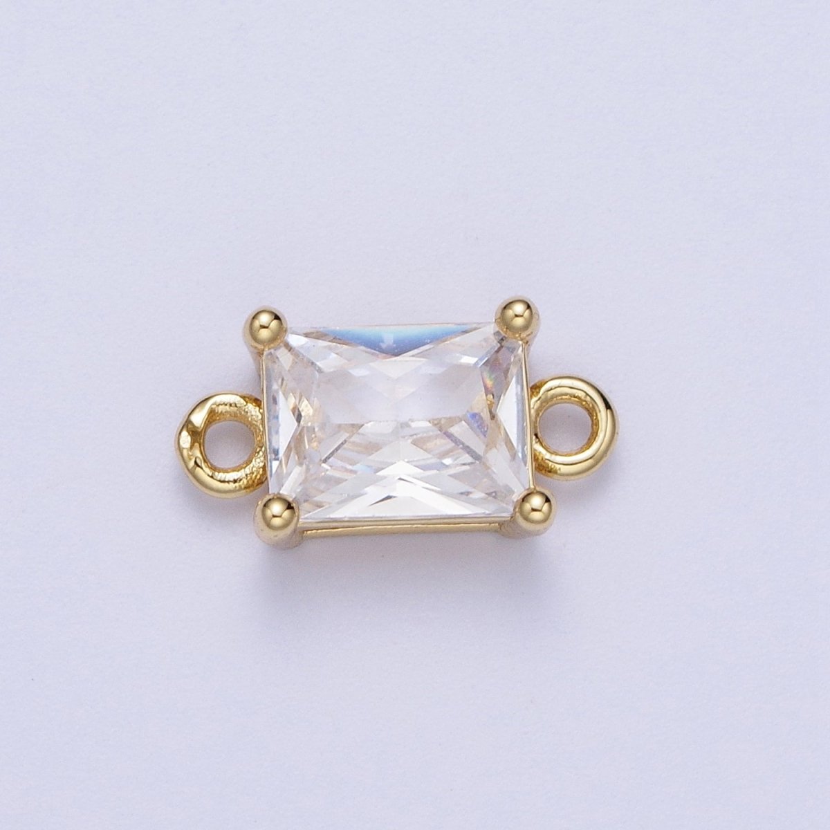 Gold Clear/Pink CZ Baguette Rectangular Cubic Zirconia Connector Jewelry Supply G-573 G-574