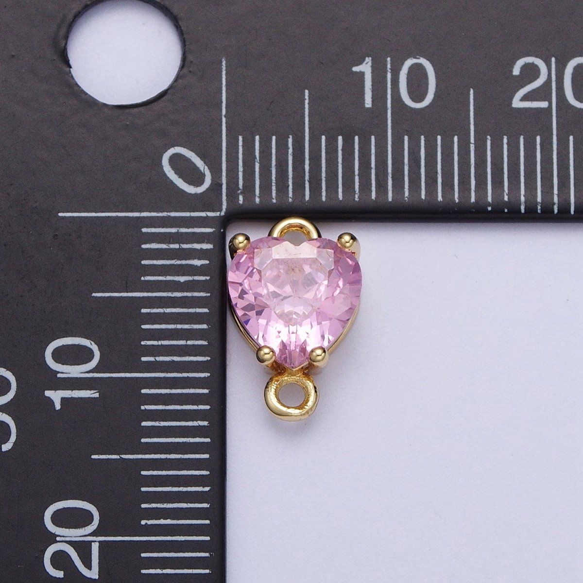 Gold Clear/Pink Link CZ Heart Love Cubic Zirconia Connector For Necklace Bracelet Jewelry Making G-579 G-580