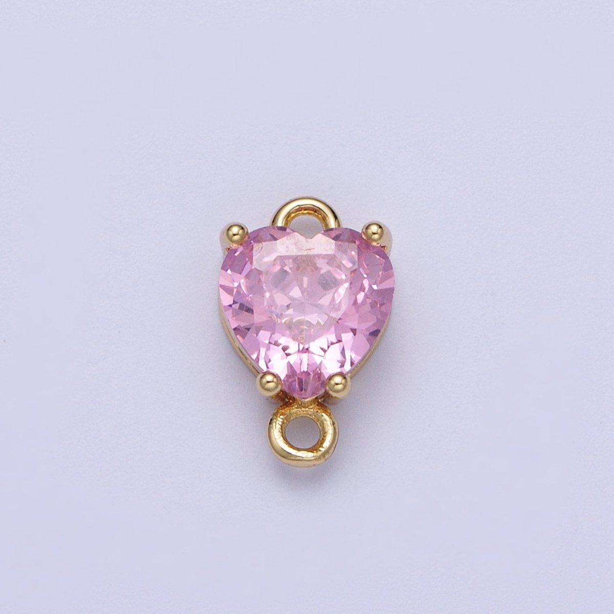 Gold Clear/Pink Link CZ Heart Love Cubic Zirconia Connector For Necklace Bracelet Jewelry Making G-579 G-580