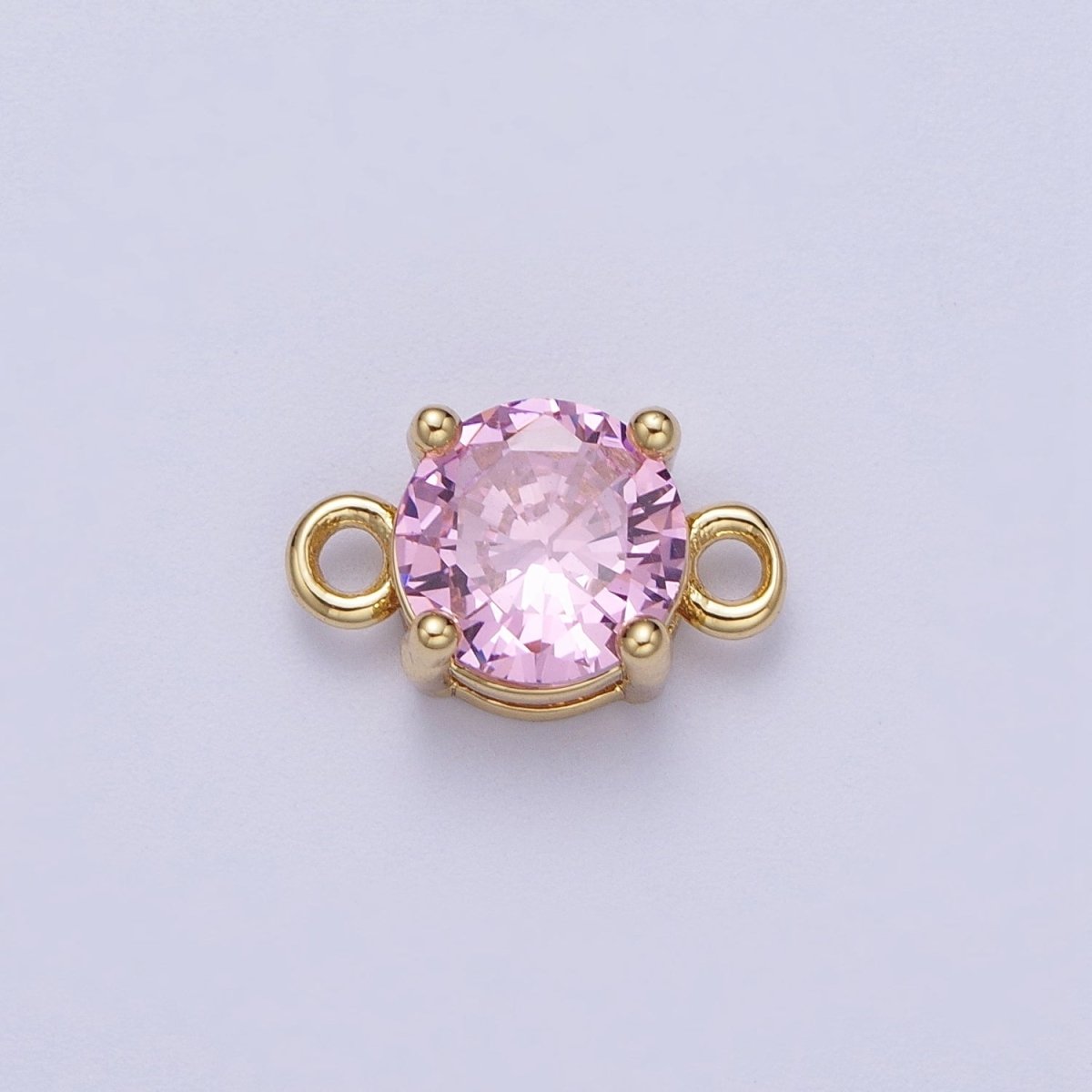 Gold Clear/Pink Link CZ Round Cubic Zirconia Connector For Necklace Bracelet Jewelry Making G-577 G-578