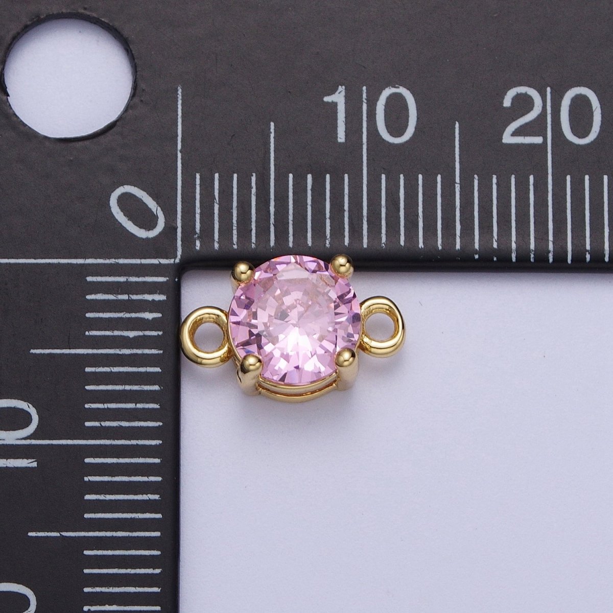 Gold Clear/Pink Link CZ Round Cubic Zirconia Connector For Necklace Bracelet Jewelry Making G-577 G-578