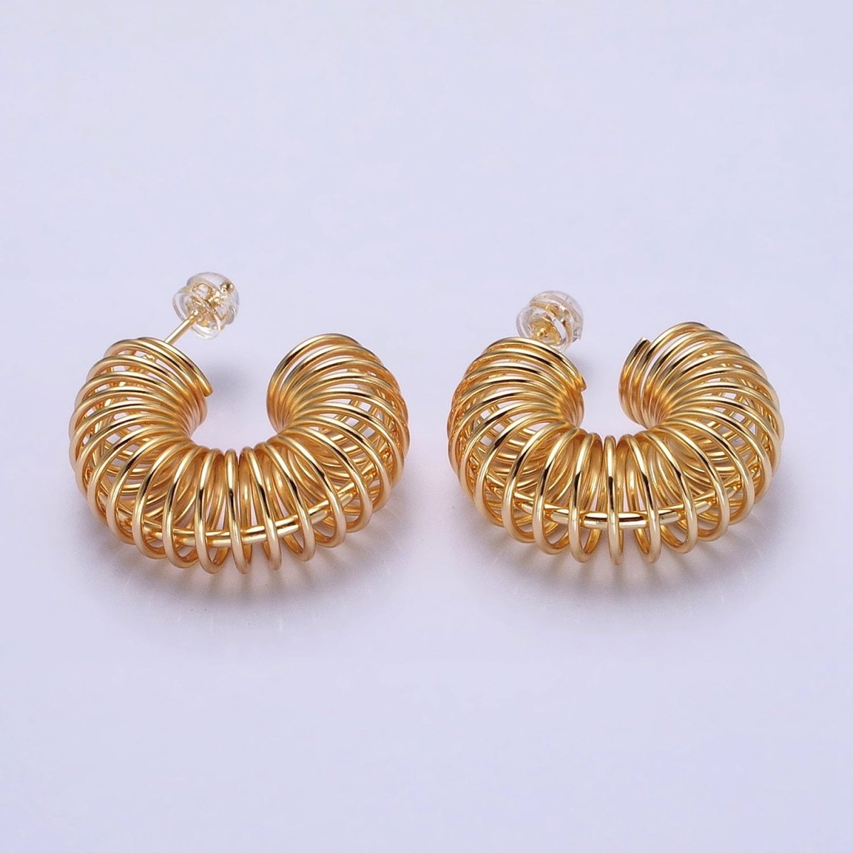 Gold Coil Wire Gold Hoop Earrings, Spiral Hoops Gold Twisted Earrings Spiral Earring AB933 AB935