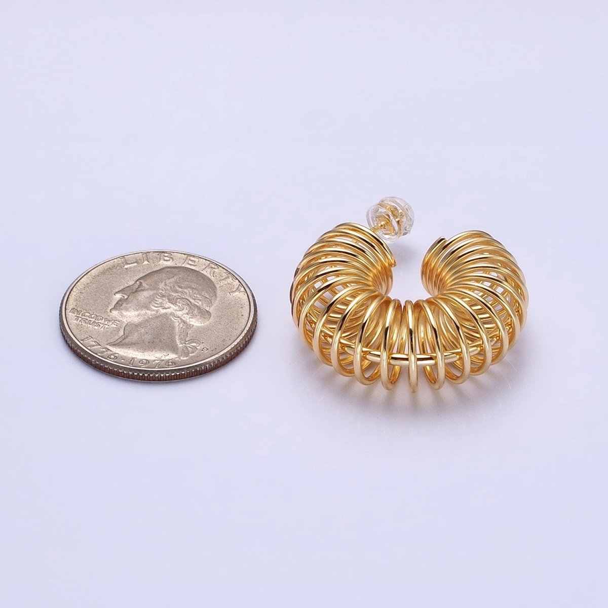 Gold Coil Wire Gold Hoop Earrings, Spiral Hoops Gold Twisted Earrings Spiral Earring AB933 AB935