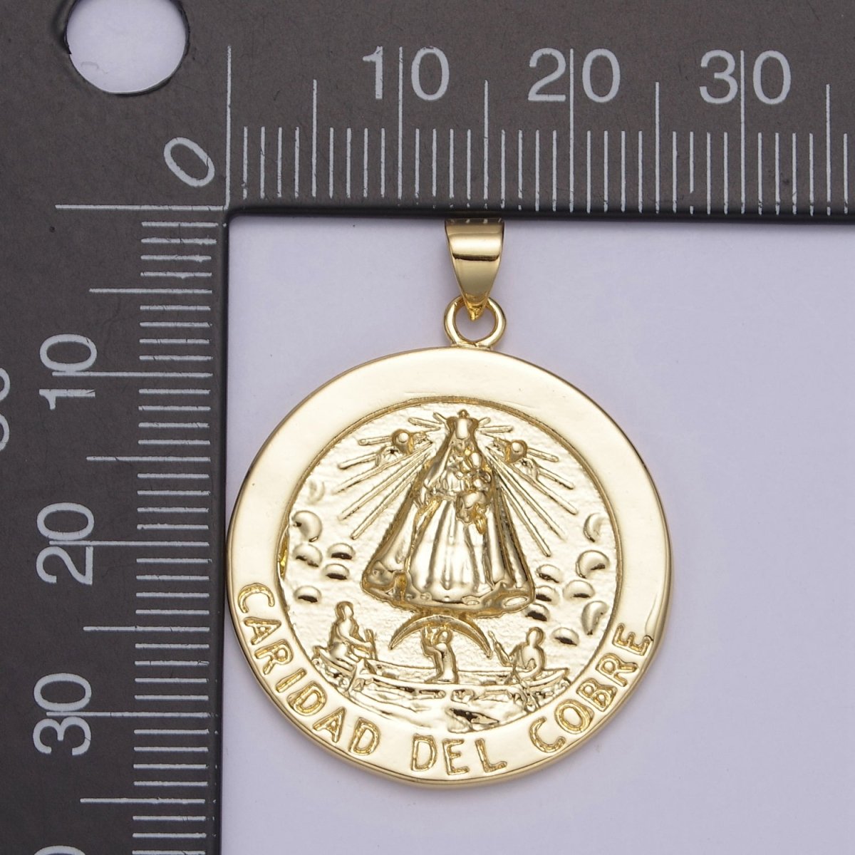 Gold Coin La Virgen de la Caridad del Cobre Pendant for Necklace Supply H-863 - DLUXCA