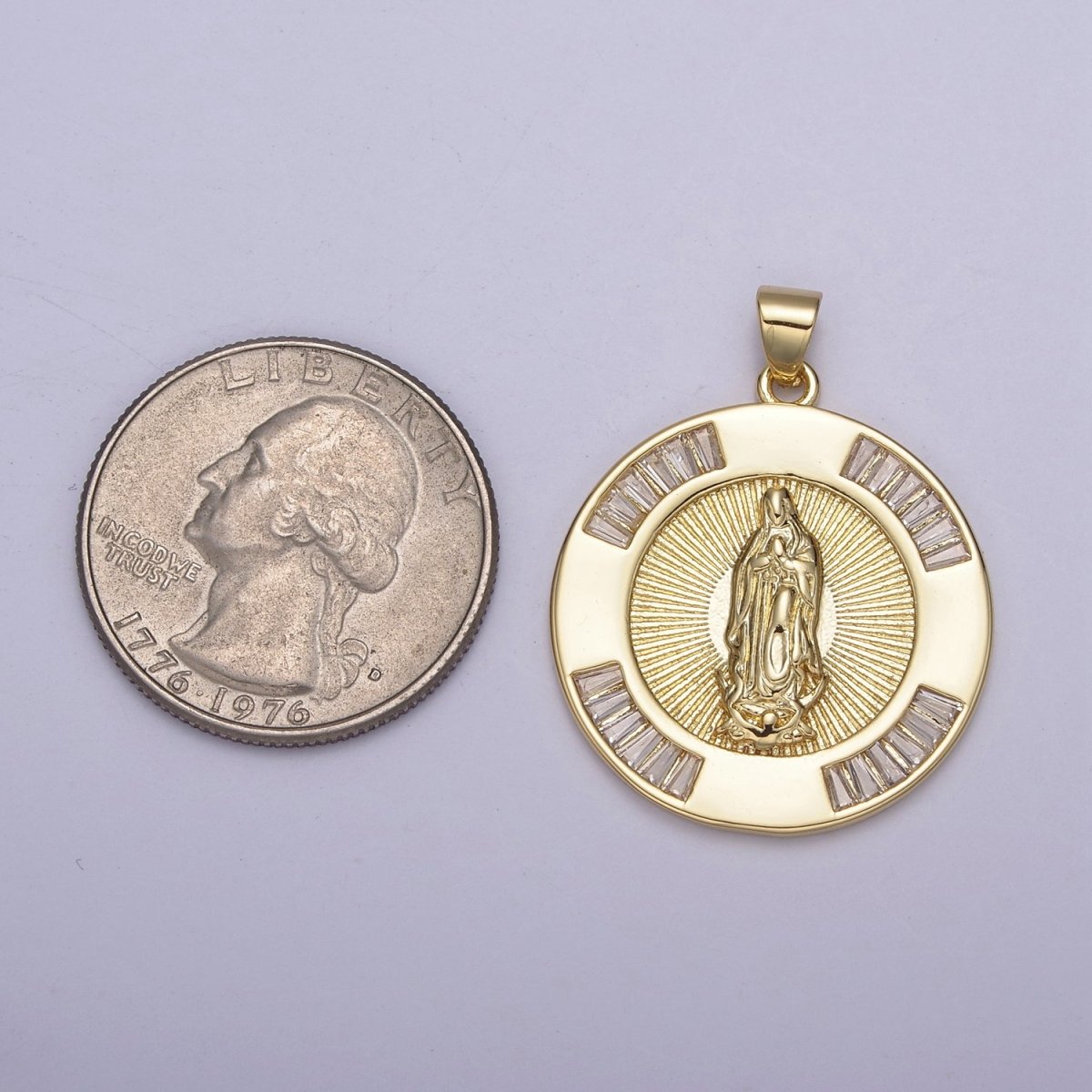 Gold Coin Medallion Religious Pendant Saint Jude / Lady Guadalupe Virgin Mary Charm for Jewelry Making Supply H-733 H-734