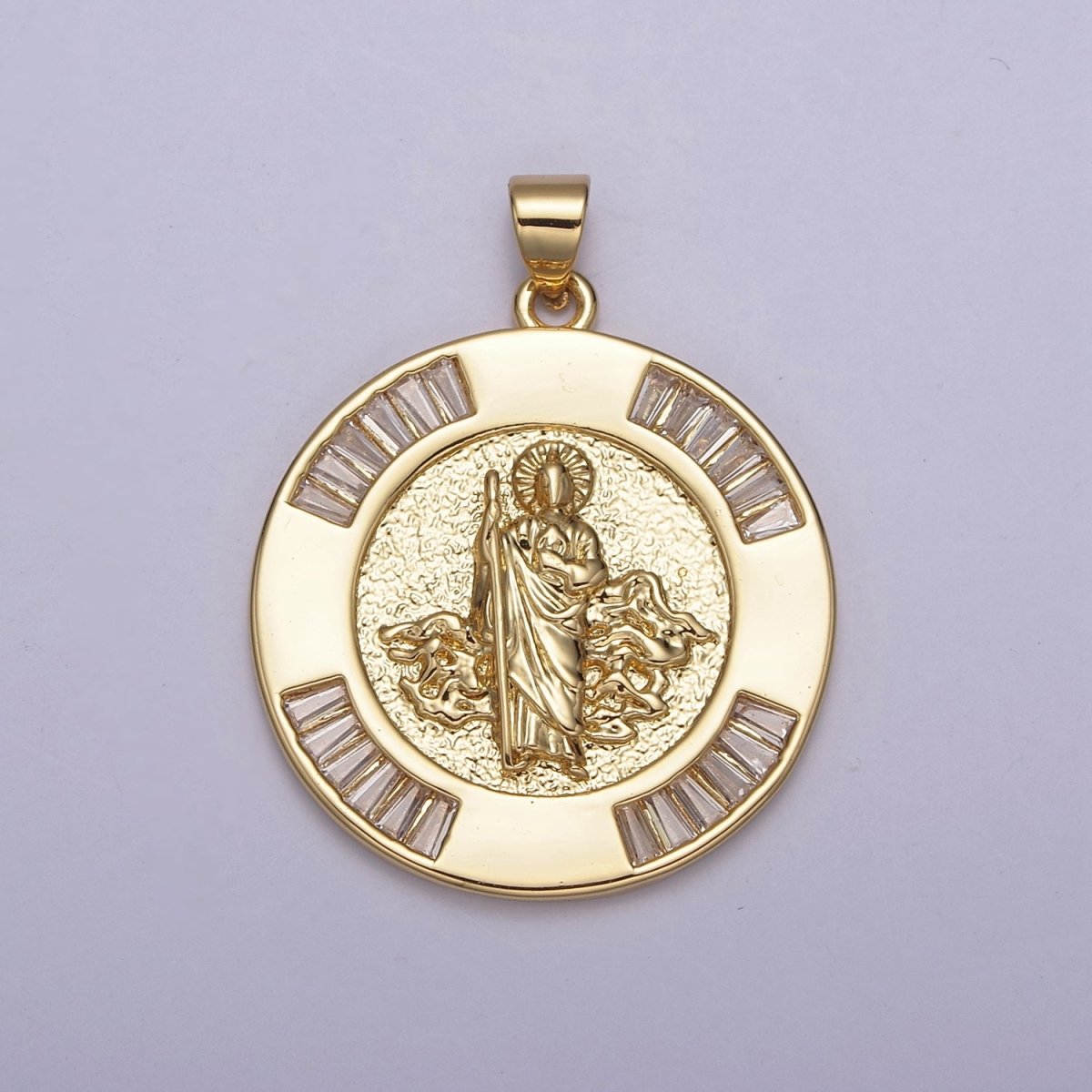 Gold Coin Medallion Religious Pendant Saint Jude / Lady Guadalupe Virgin Mary Charm for Jewelry Making Supply H-733 H-734