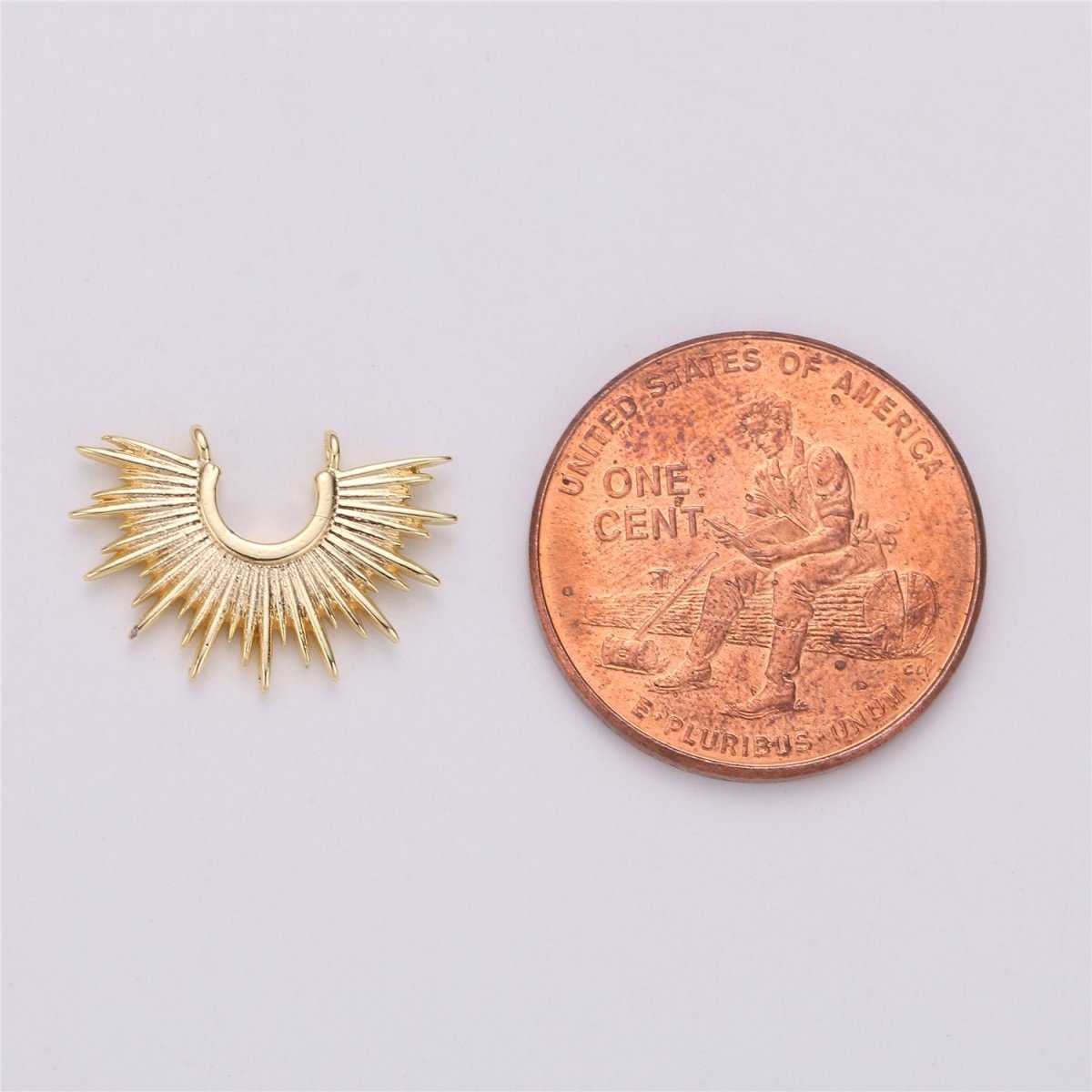 Gold Crescent Sun Charm 18k Gold Fill Sunburst Pendant  Necklace Minimalist Celestial Crescent Sun Pendant Boho Ethnic Statement Necklace F-288
