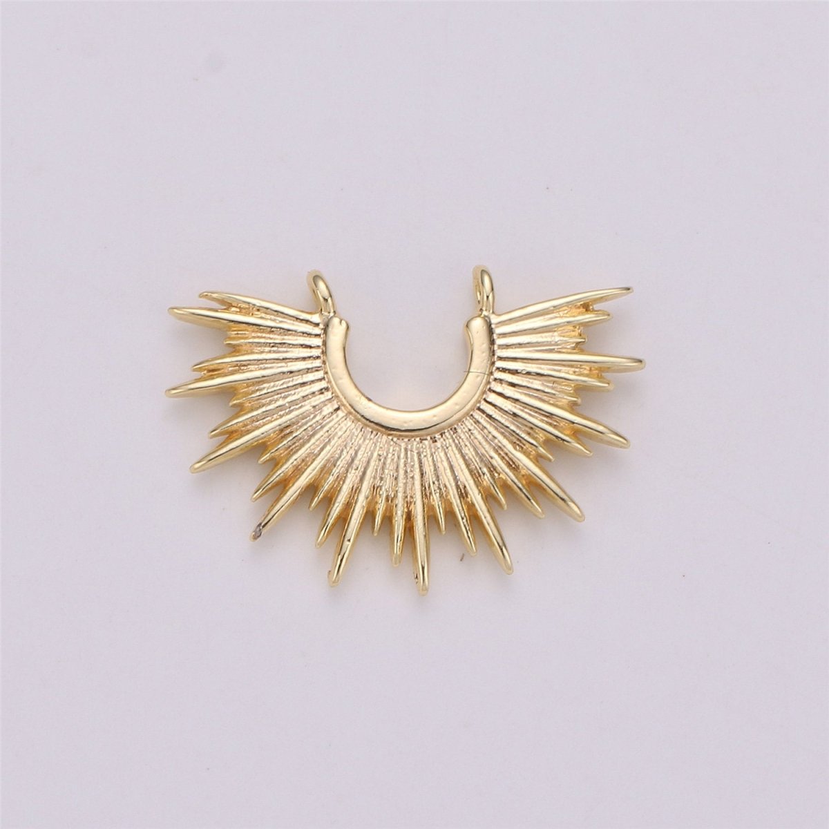 Gold Crescent Sun Charm 18k Gold Fill Sunburst Pendant  Necklace Minimalist Celestial Crescent Sun Pendant Boho Ethnic Statement Necklace F-288