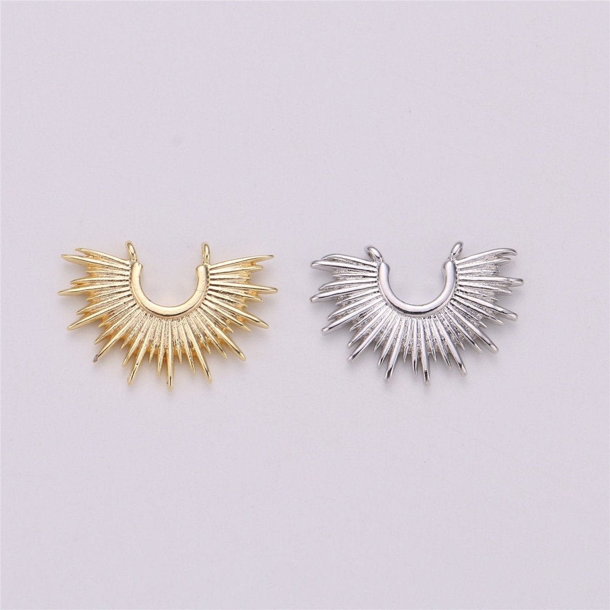 Gold Crescent Sun Charm 18k Gold Fill Sunburst Pendant  Necklace Minimalist Celestial Crescent Sun Pendant Boho Ethnic Statement Necklace F-288