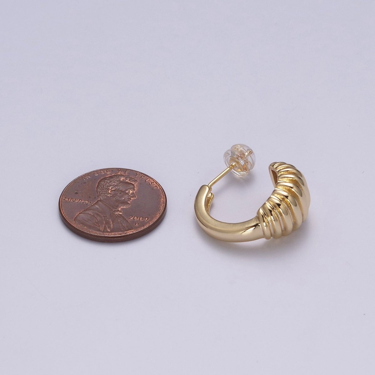 Gold Croissant Hoops Light Weight • Modern Chunky Hypoallergenic Earrings • Gift For Her T-237 - DLUXCA