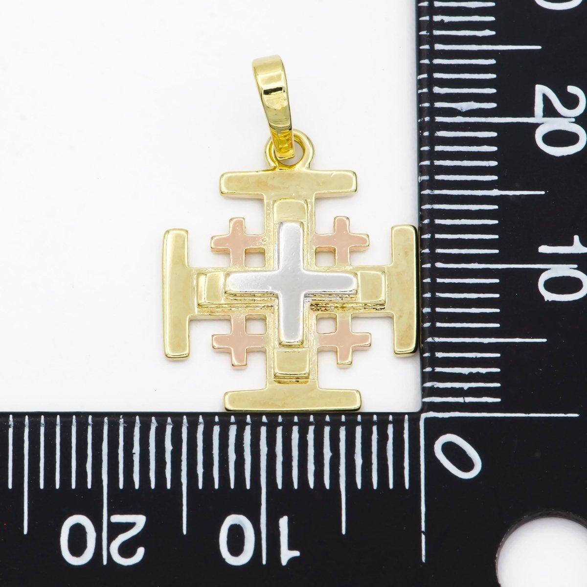 Gold Cross, Faith, Medical, Church, Peace, Religious Belief, Religion, DIY Necklace Pendant Charm Bead Bails Findings for Jewelry Making H-492