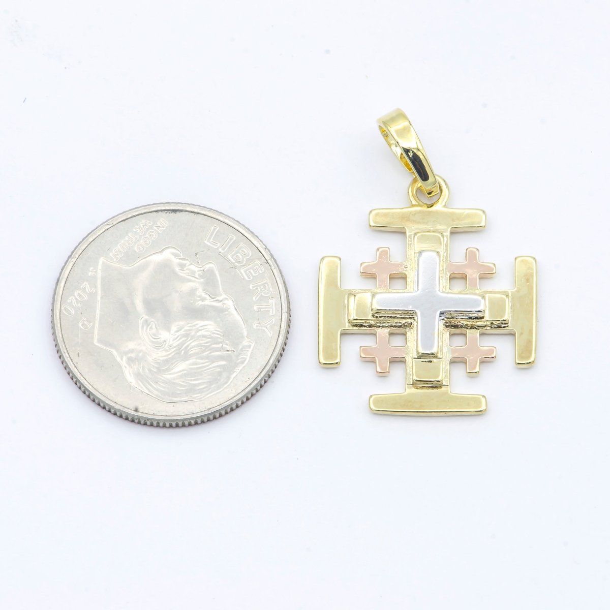Gold Cross, Faith, Medical, Church, Peace, Religious Belief, Religion, DIY Necklace Pendant Charm Bead Bails Findings for Jewelry Making H-492
