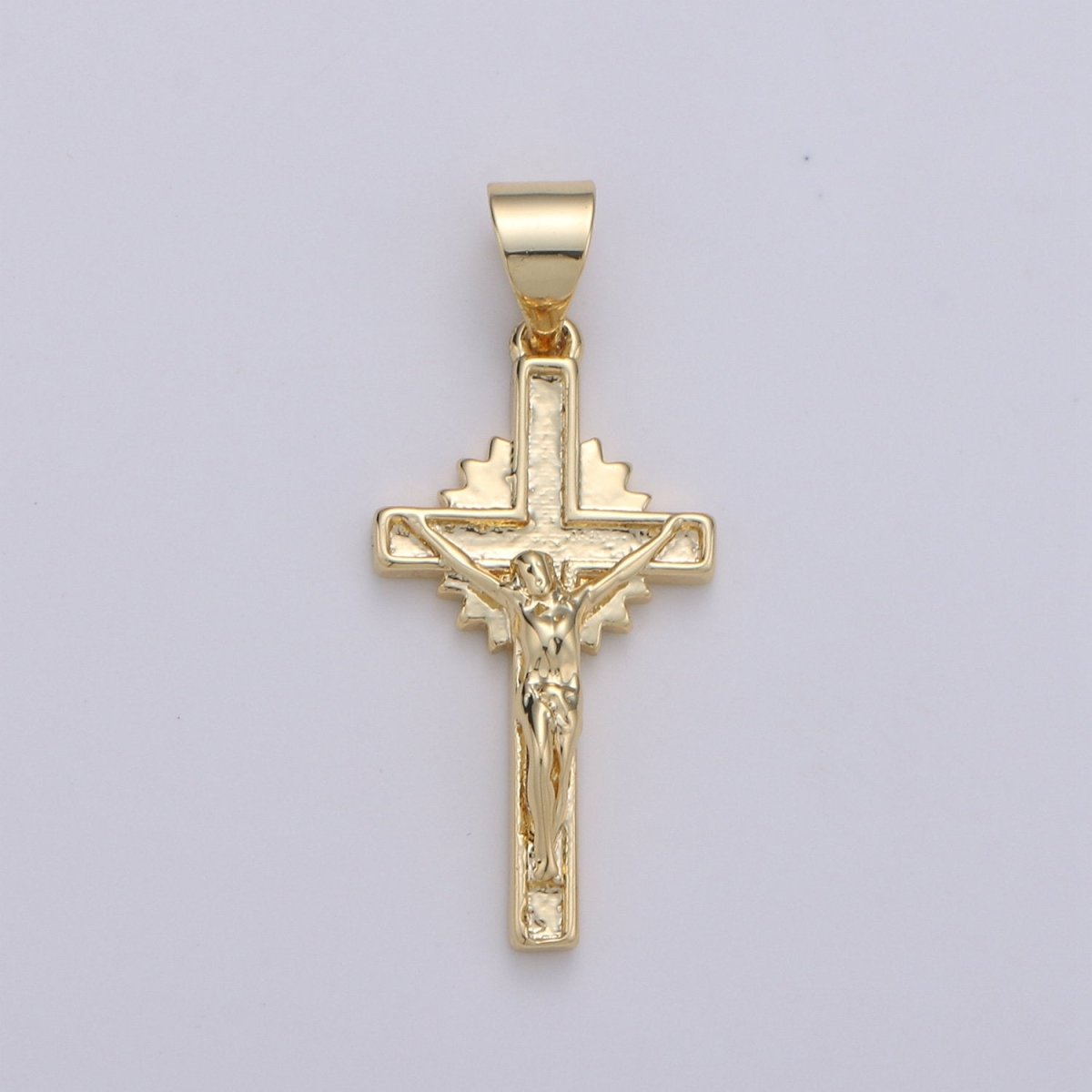 Gold Cross Pendant, crucifix cross charm Jesus Pendant Religious Necklace Pendant, 14k Gold Filled Religious Jewelry Making I-913 - DLUXCA