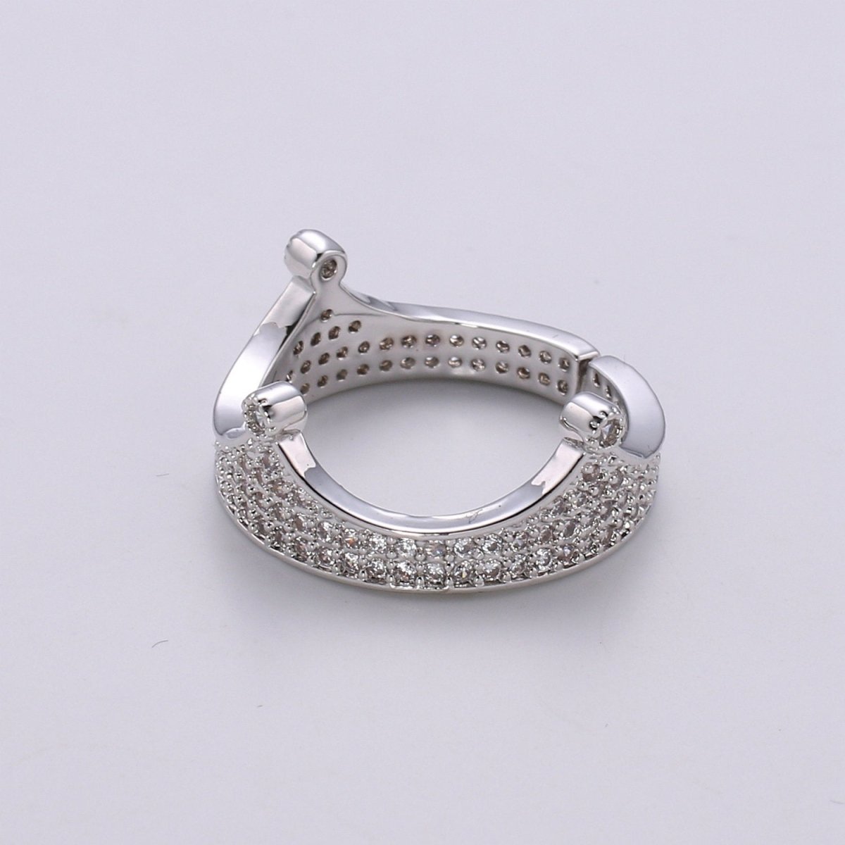 Gold Crown Ring - Micro Pave Crown Ring - Gold Vermeil Cubic Zirconia Adjustable Ring - Silver CZ Ring Crown - Open R-161 R-162
