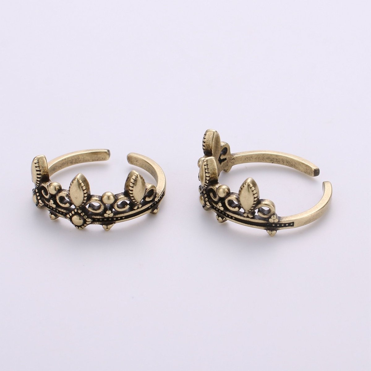 Gold Crown Ring, Statement Ring, Chunky Tiara Ring, Stackable Ring Thick Gold Ring Antique Victorian Gold Ring adjustable| R-009 R-010