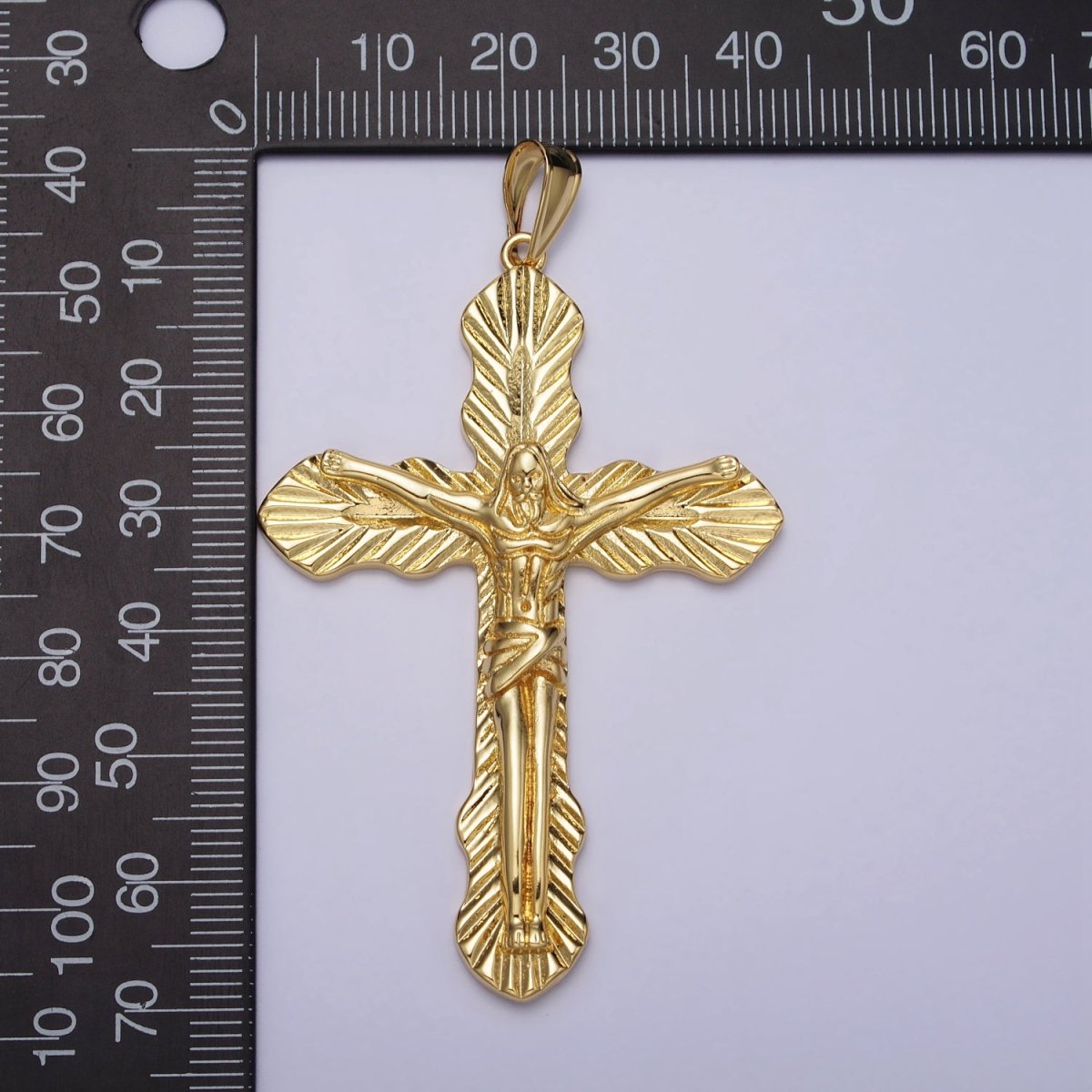 Gold Crucifix Cross Leaf Nature-Themed Religious Pendant | AA084 - DLUXCA