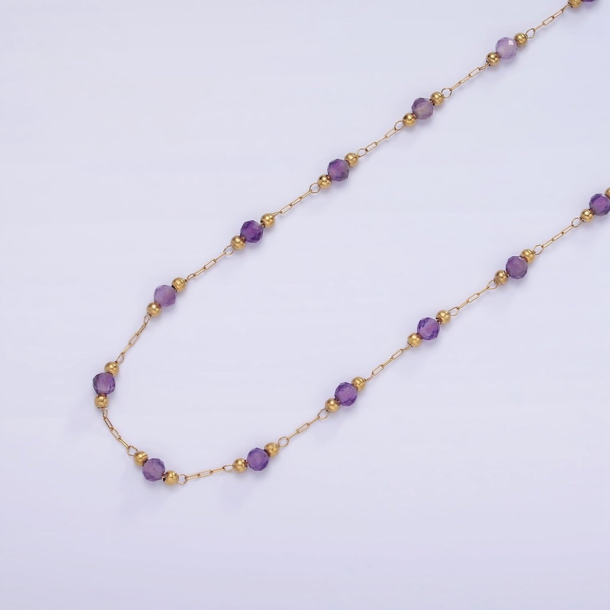 Gold Crystal Beaded Chains Stainless Steel Rosary Cable Chain Glass Rondelles with 3mm GREEN Round Beads | ROLL-1458 to ROLL-1464 and ROLL-1475