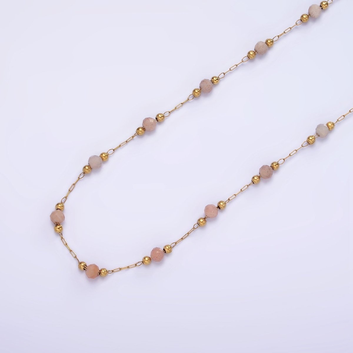 Gold Crystal Beaded Chains Stainless Steel Rosary Cable Chain Glass Rondelles with 3mm GREEN Round Beads | ROLL-1458 to ROLL-1464 and ROLL-1475