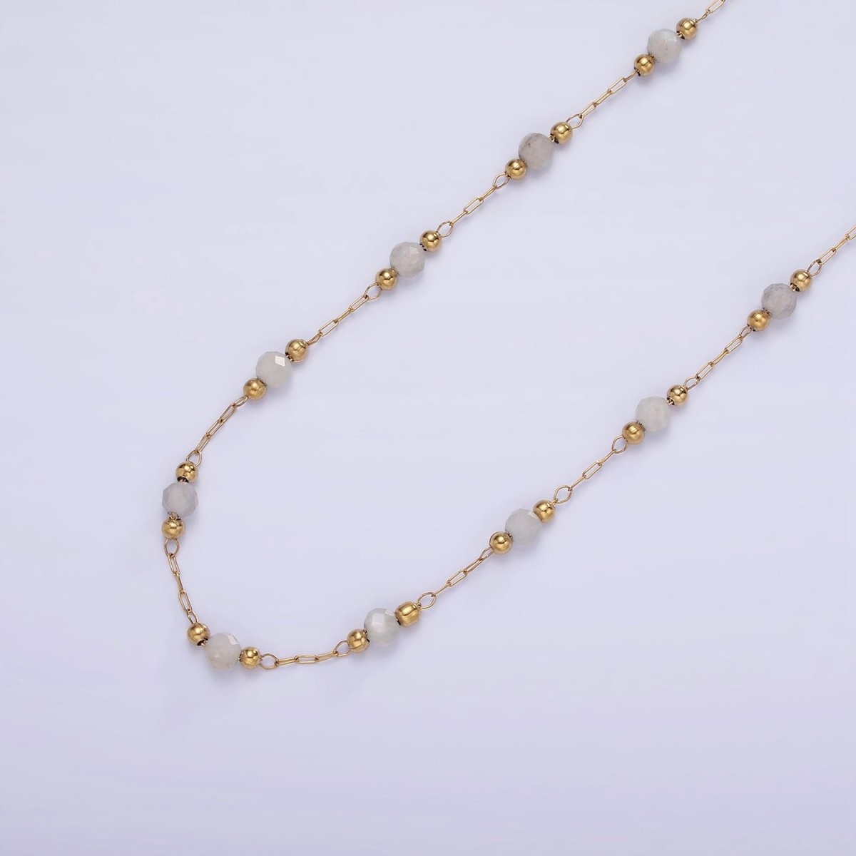 Gold Crystal Beaded Chains Stainless Steel Rosary Cable Chain Glass Rondelles with 3mm GREEN Round Beads | ROLL-1458 to ROLL-1464 and ROLL-1475