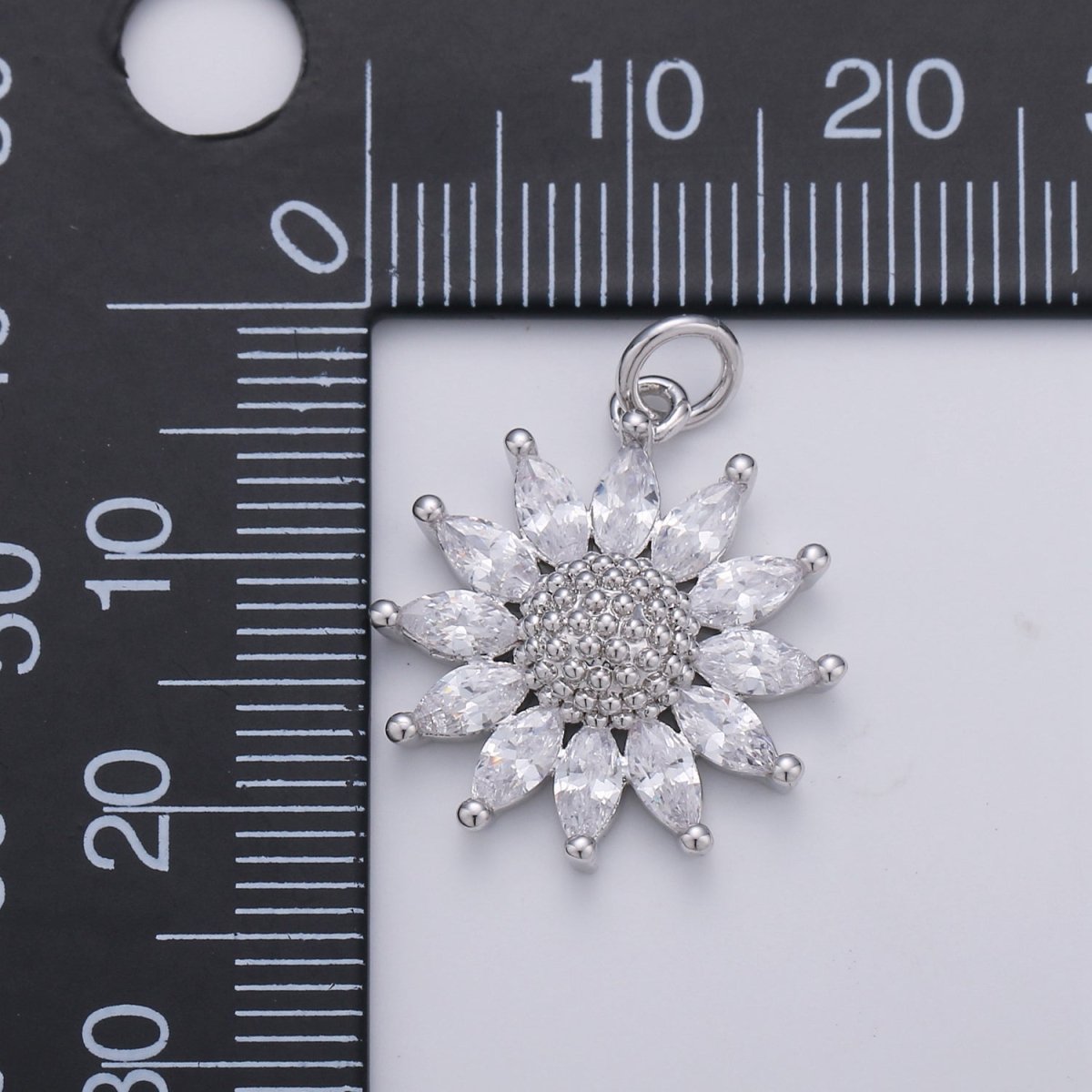 Gold Crystal Sunflower Gold Filled Charm - D-483