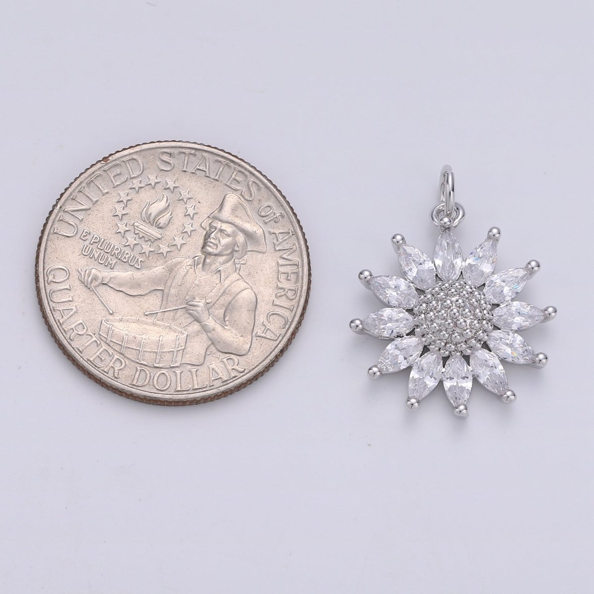 Gold Crystal Sunflower Gold Filled Charm - D-483