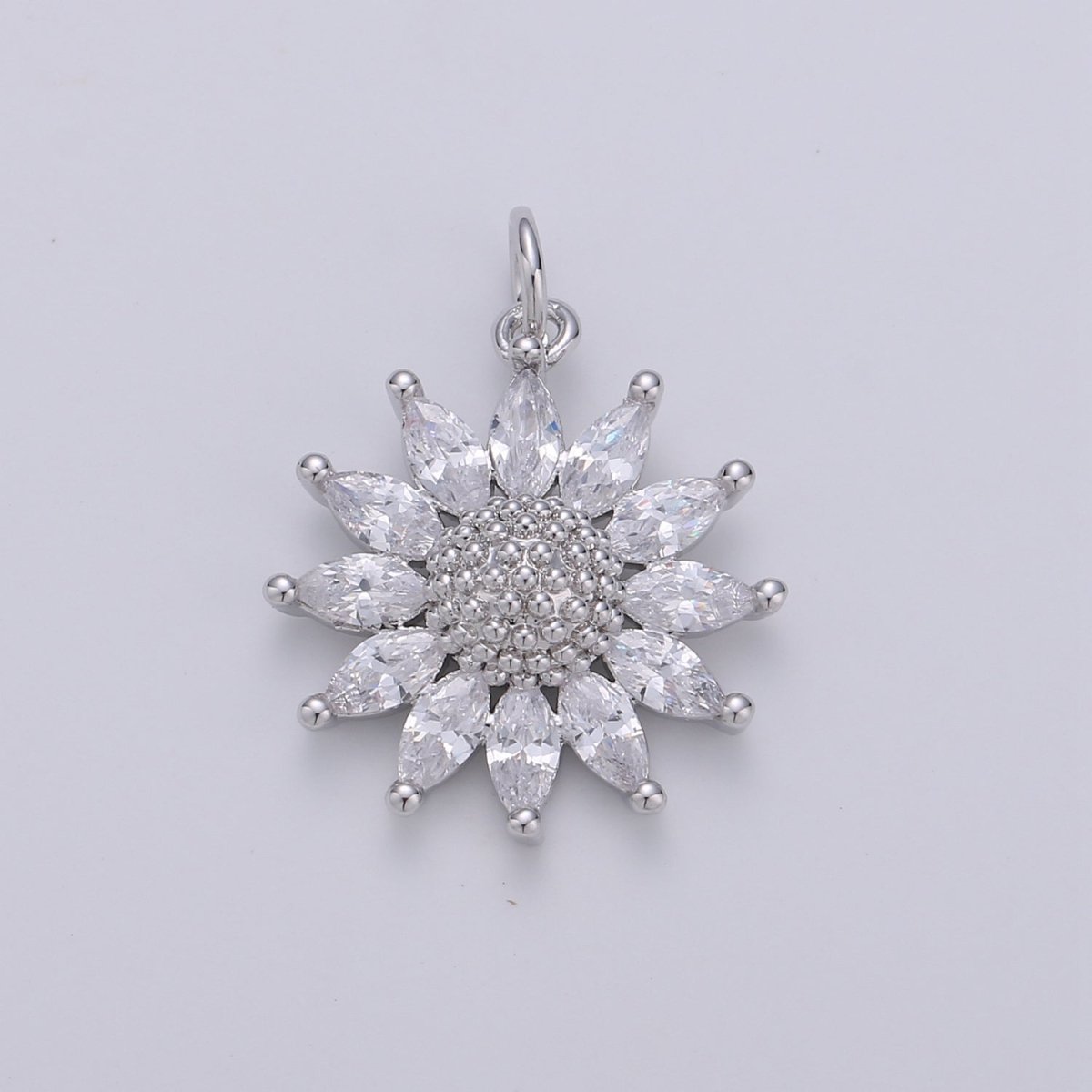 Gold Crystal Sunflower Gold Filled Charm - D-483