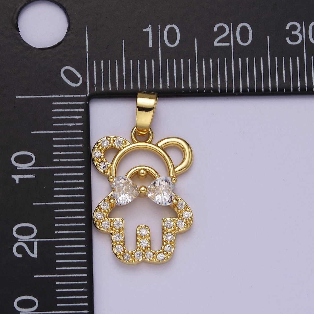 Gold Cubic Panda Bear Pendant Charm For Jewelry Necklace Making J-540 - DLUXCA