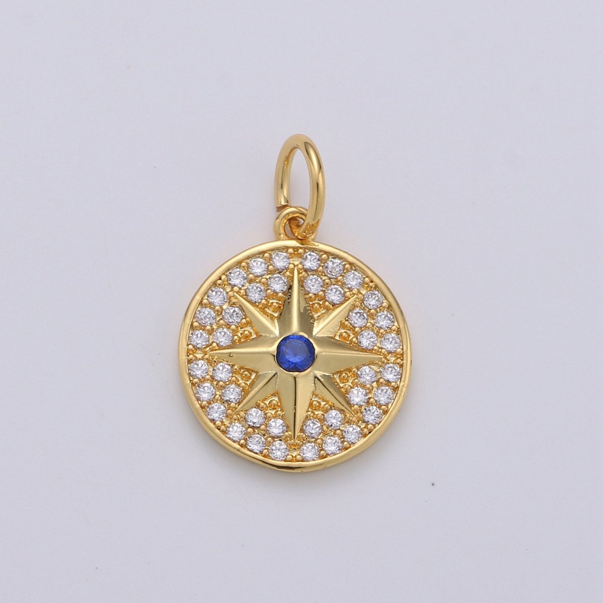 Gold cubic Star charms ,cubic North Star pendants, Coin charm, medallion charm, Celstial star pendants Real Gold Plated / Silver plated D-283 D-284