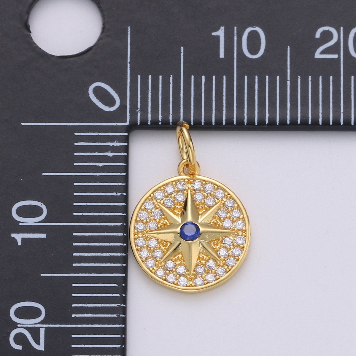 Gold cubic Star charms ,cubic North Star pendants, Coin charm, medallion charm, Celstial star pendants Real Gold Plated / Silver plated D-283 D-284