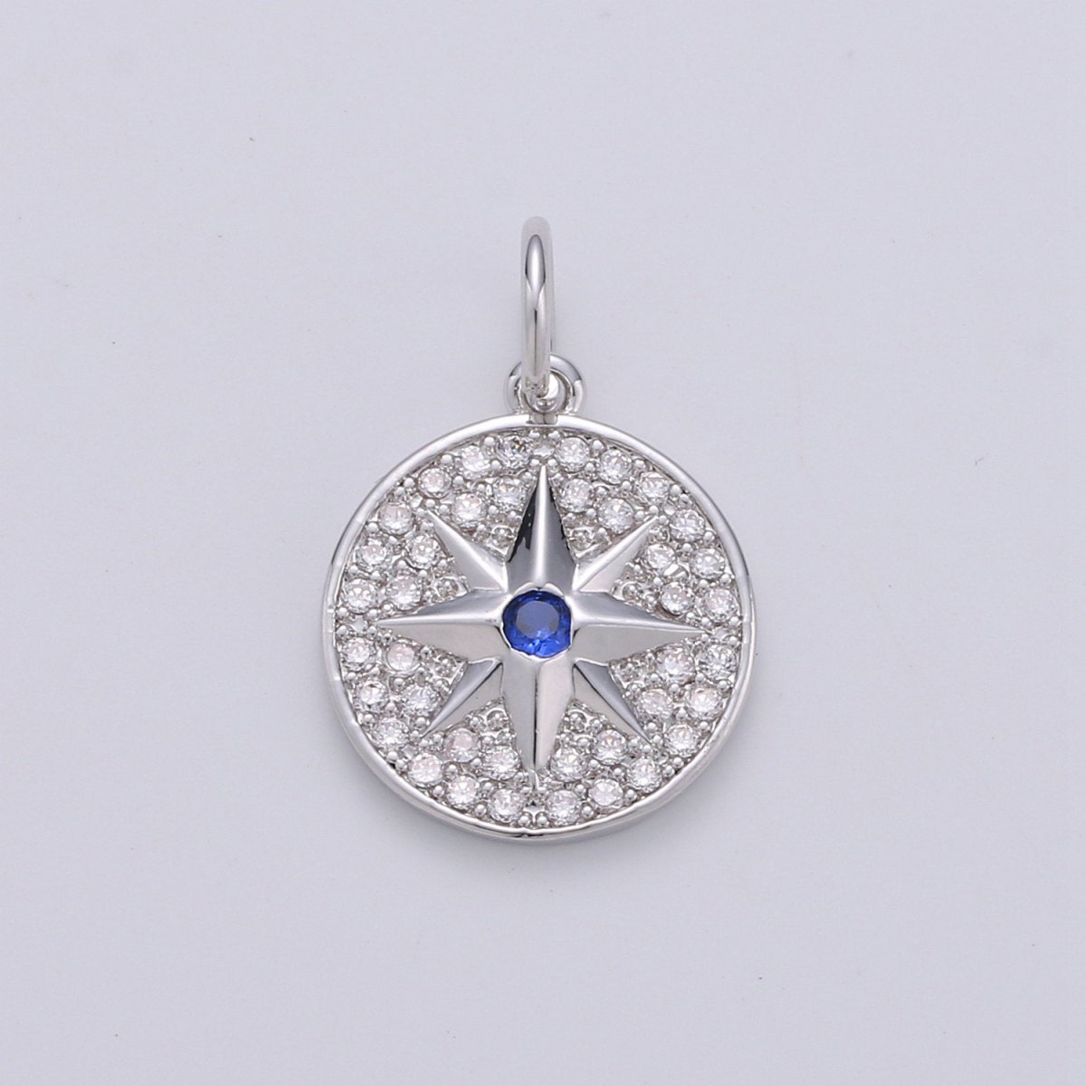 Gold cubic Star charms ,cubic North Star pendants, Coin charm, medallion charm, Celstial star pendants Real Gold Plated / Silver plated D-283 D-284