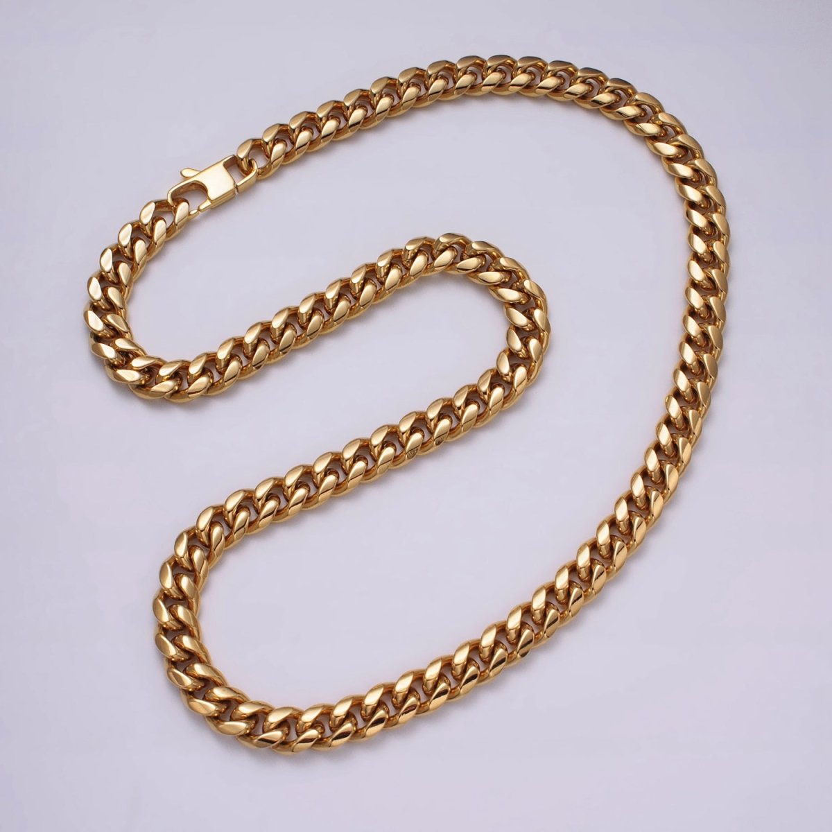 Gold Curb Chain Cuban Necklace for Men - Heavy Stainless Steel 10 12 14 mm Thickness 24.5 inch long WA-1726 WA-1727 WA-1728 Clearance Pricing