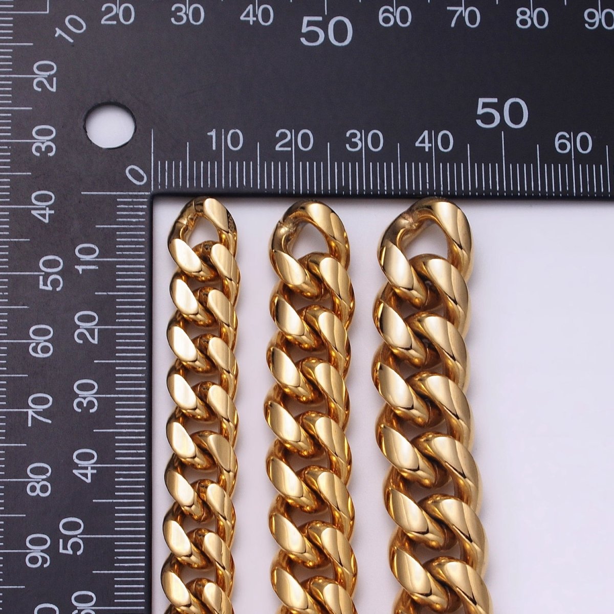 Gold Curb Chain Cuban Necklace for Men - Heavy Stainless Steel 10 12 14 mm Thickness 24.5 inch long WA-1726 WA-1727 WA-1728 Clearance Pricing