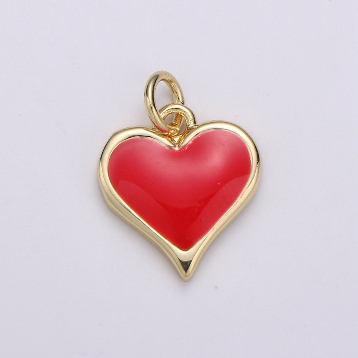 Gold Cute Dainty enamel Heart charm Red, Green, white charm 14k Gold Filled Heart Charm for Necklace Bracelet Earring Supply D-720 - D-722