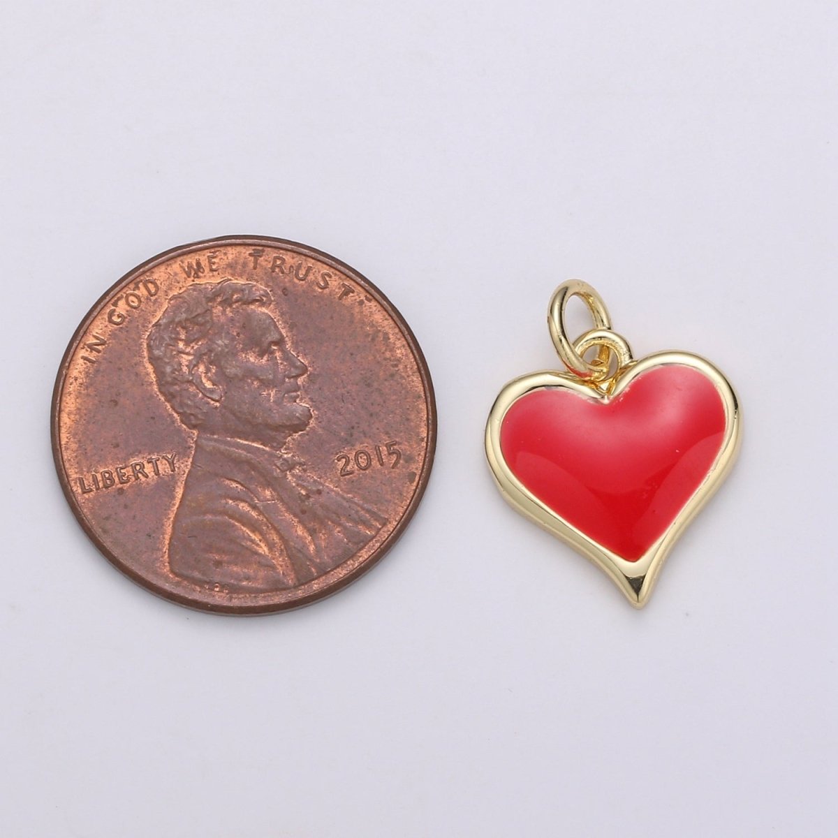 Gold Cute Dainty enamel Heart charm Red, Green, white charm 14k Gold Filled Heart Charm for Necklace Bracelet Earring Supply D-720 - D-722
