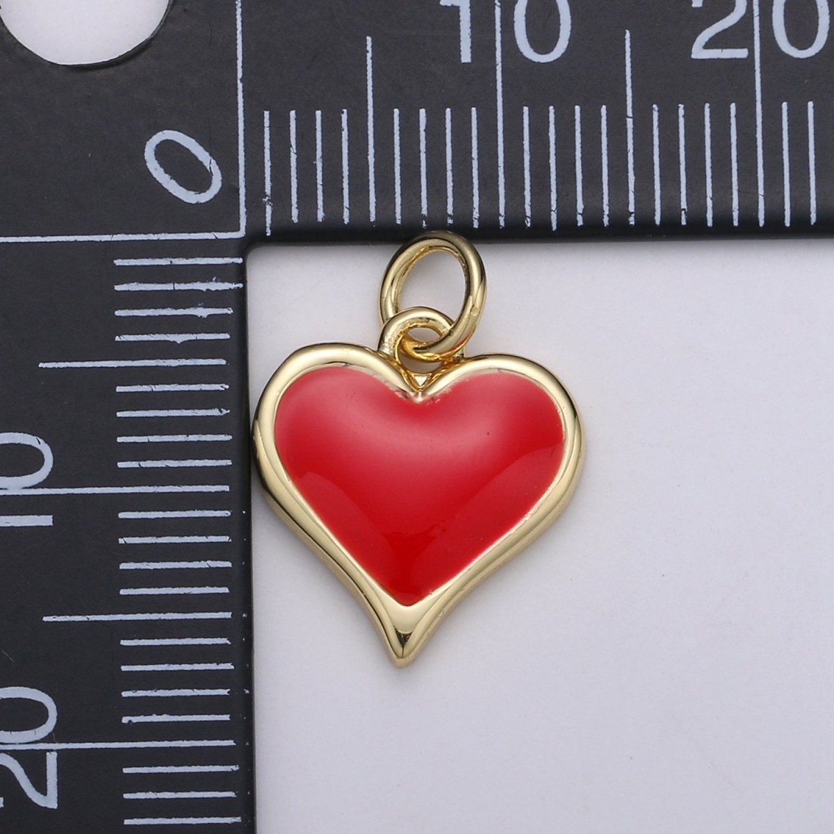 Gold Cute Dainty enamel Heart charm Red, Green, white charm 14k Gold Filled Heart Charm for Necklace Bracelet Earring Supply D-720 - D-722