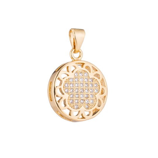 Gold Cute Flower Daisy Dangle Modern Ring Ladies Craft DIY Cubic Zirconia Necklace Pendant Charm Bead Bails Findings H-265