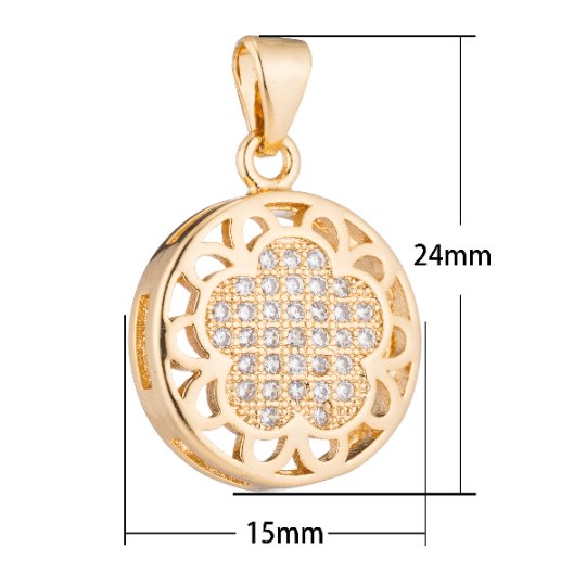 Gold Cute Flower Daisy Dangle Modern Ring Ladies Craft DIY Cubic Zirconia Necklace Pendant Charm Bead Bails Findings H-265