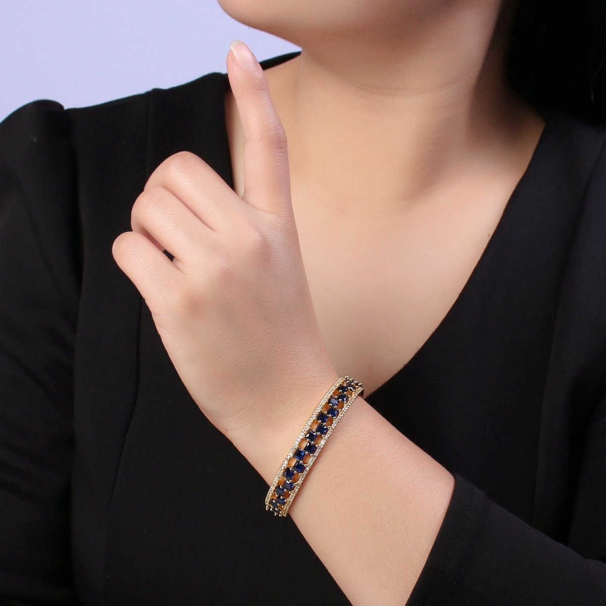 Gold CZ Diamond bangles studded with Clear White, Fuchsia Blue, Green stones | New fashion designer bangles | CZ Diamond bangles Bracelet | WA-780 to WA-783 Clearance Pricing