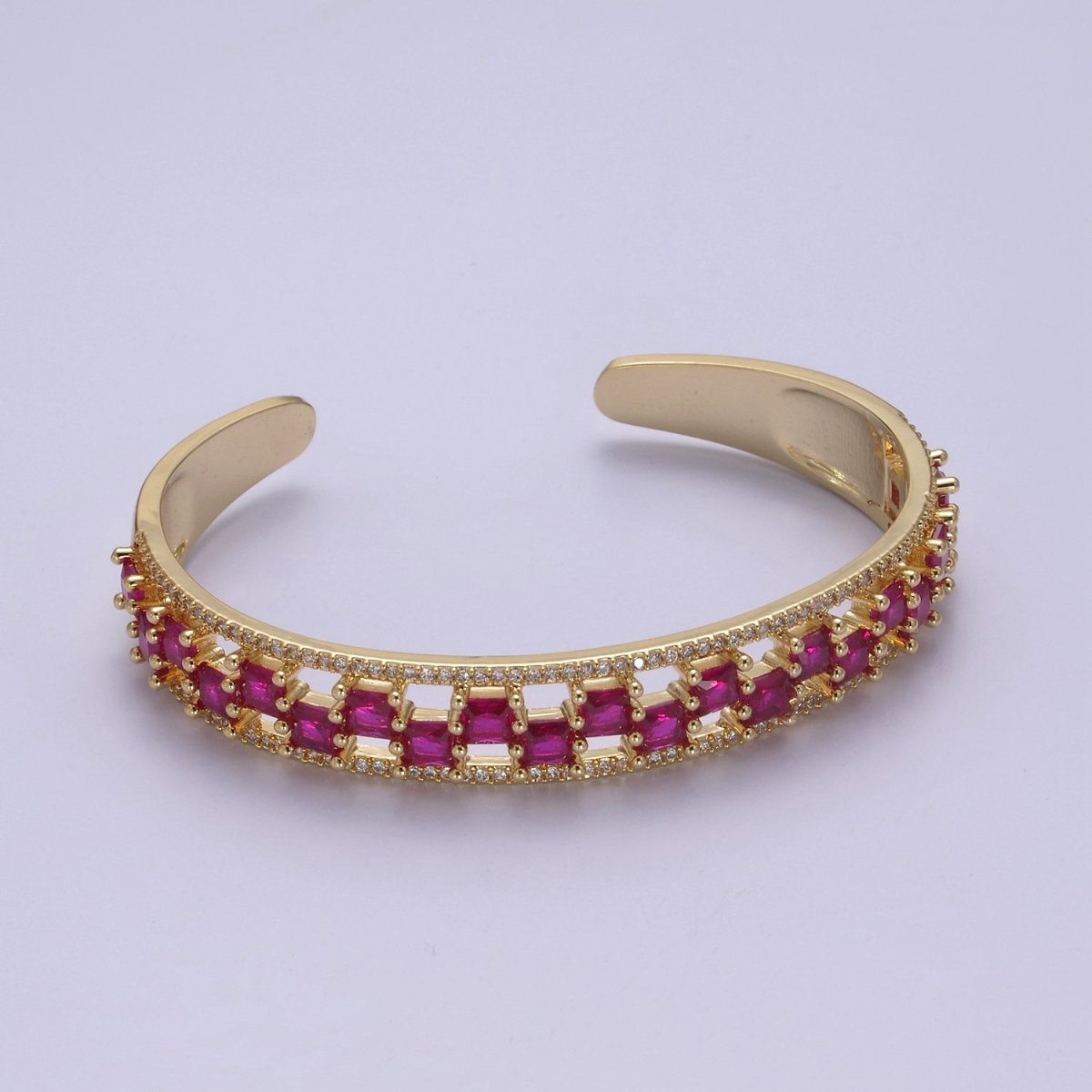Gold CZ Diamond bangles studded with Clear White, Fuchsia Blue, Green stones | New fashion designer bangles | CZ Diamond bangles Bracelet | WA-780 to WA-783 Clearance Pricing